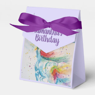 Unicorn Watercolour Birthday Party Cake Favour Box