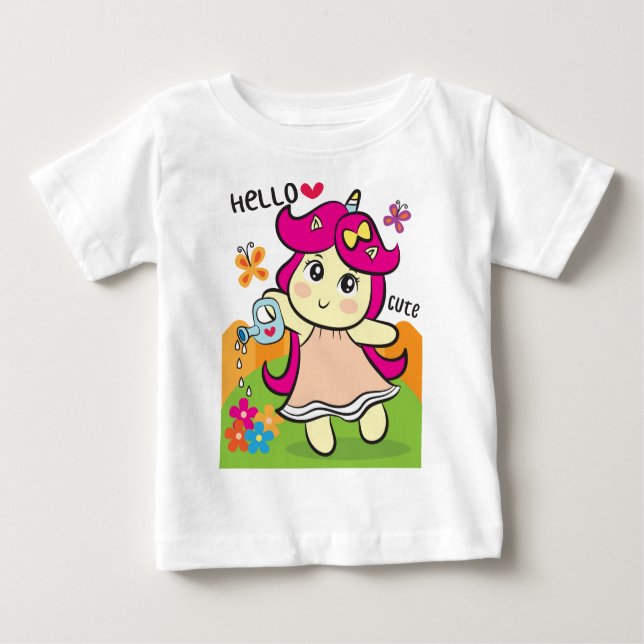 Unicorn watering  baby T-Shirt (Front)