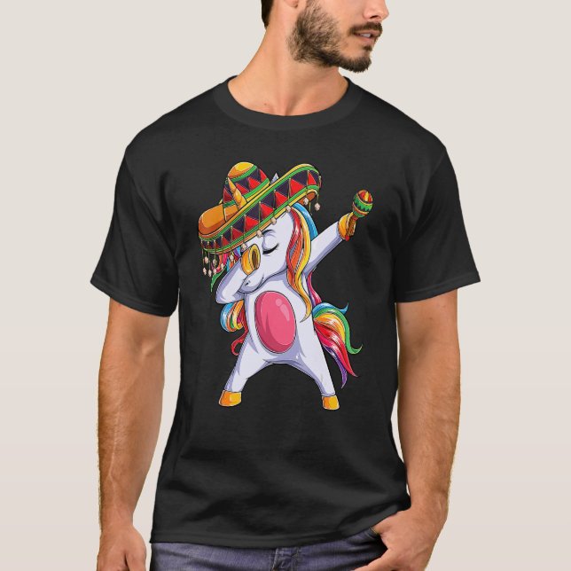 Unicorn Wearing Mask  Cinco De Mayo Mexican Festiv T-Shirt (Front)