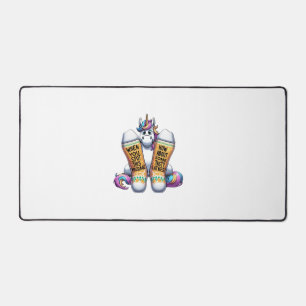 Unicorn Wearing Socks Men Women Kids Teens Hanukka Desk Mat