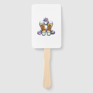 Unicorn Wearing Socks Men Women Kids Teens Hanukka Hand Fan