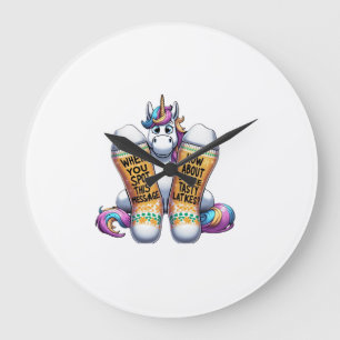 Unicorn Wearing Socks Men Women Kids Teens Hanukka Large Clock