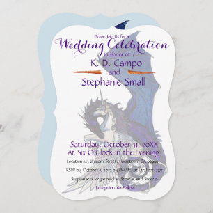 Unicorn Wedding Celebration Invitation Dragon Red