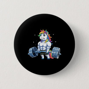 Unicorn Weightlifting Deadlift Fitness Gym Men Wom 6 Cm Round Badge