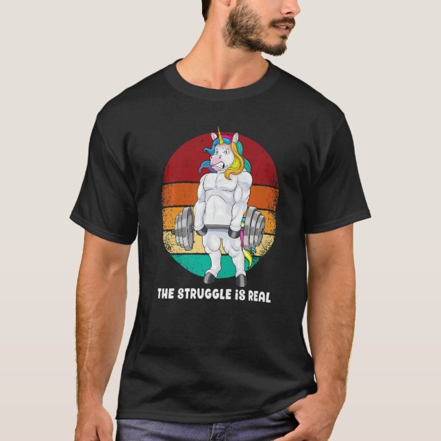 Unicorn Weightlifting Deadlift Fitness Gym Workout T-Shirt (Front)