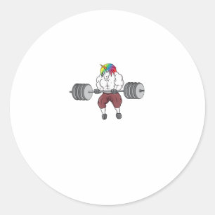 Unicorn Weightlifting Fitness Gym Bodybuilding Tan Classic Round Sticker