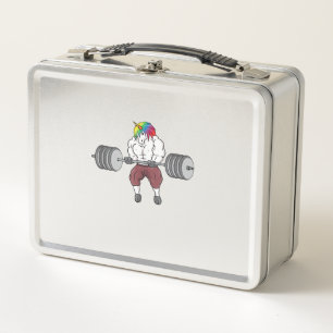 Unicorn Weightlifting Fitness Gym Bodybuilding Tan Metal Lunch Box