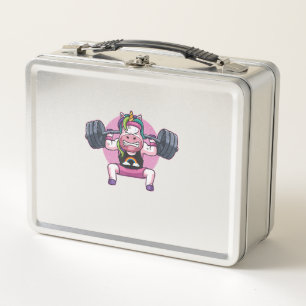 Unicorn Weightlifting Squat Fitness Workout Gym Gi Metal Lunch Box