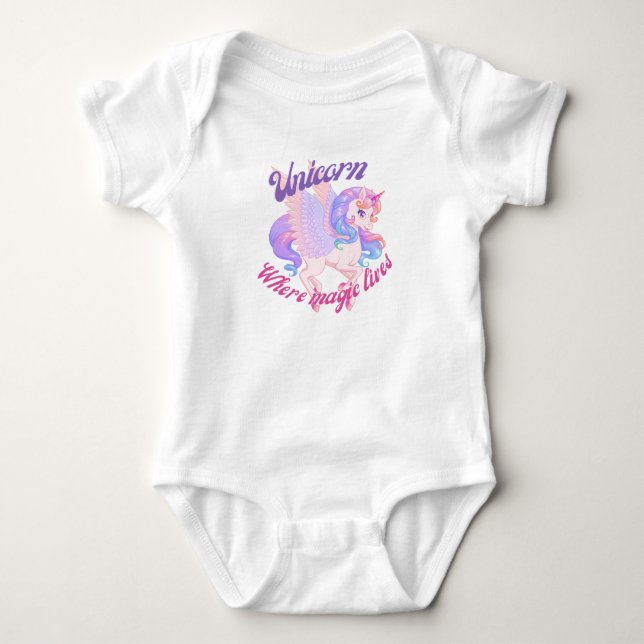 Unicorn where magic lived baby bodysuit (Front)