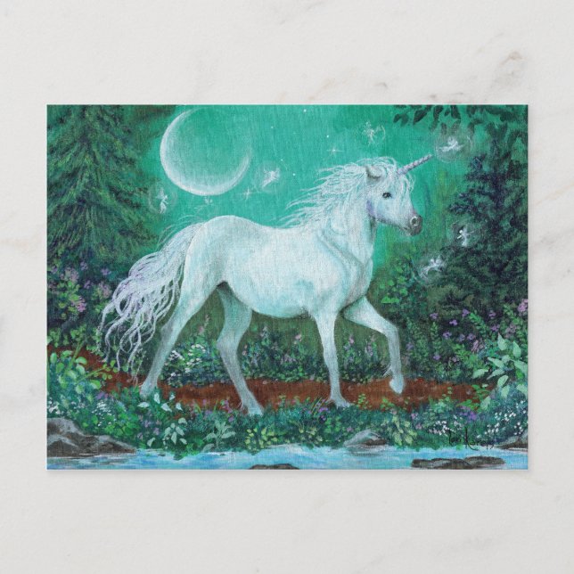 Unicorn Whispering Pines Postcard (Front)