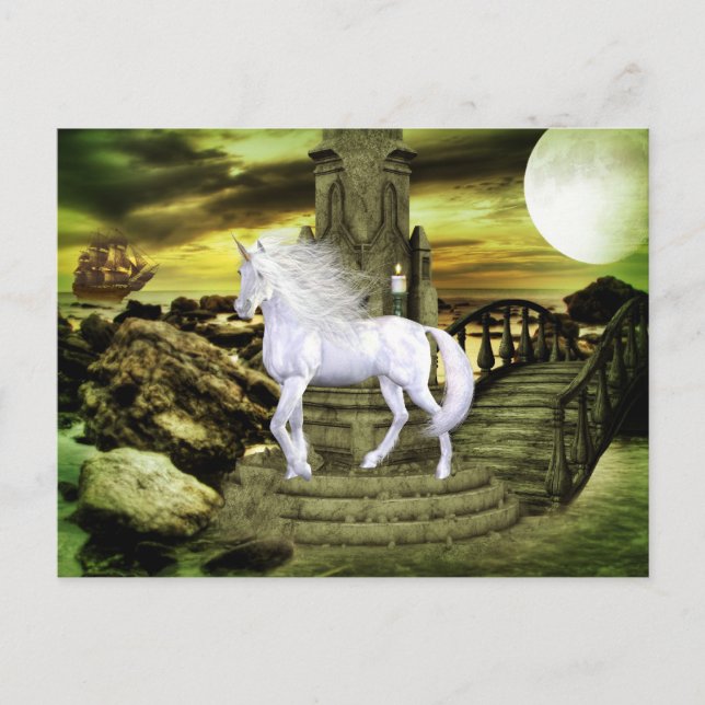 Unicorn White Beauty Postcard (Front)