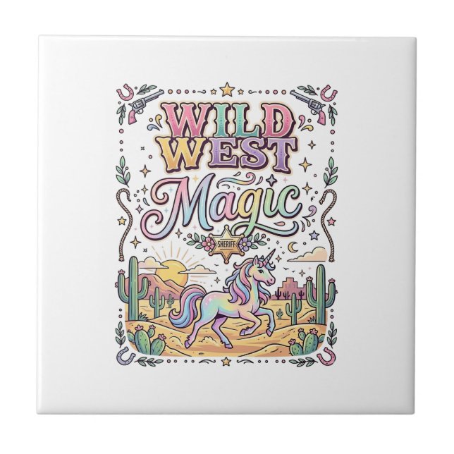 Unicorn Wild West Magic Original Ceramic Tile (Front)
