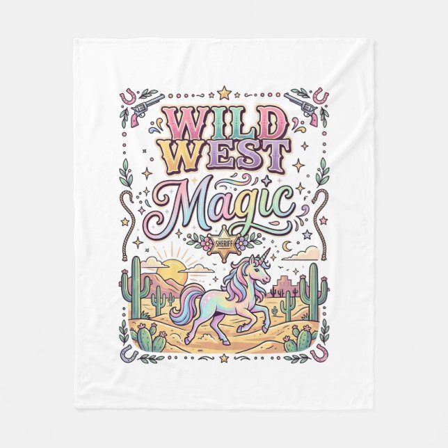 Unicorn Wild West Magic Original Fleece Blanket (Front)