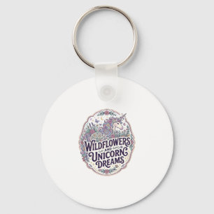 Unicorn Wildflowers and Unicorn Dreams POD Ready M Key Ring