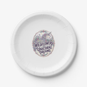 Unicorn Wildflowers and Unicorn Dreams POD Ready M Paper Plate