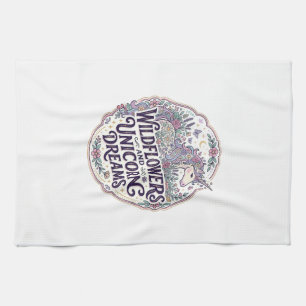 Unicorn Wildflowers and Unicorn Dreams POD Ready M Tea Towel