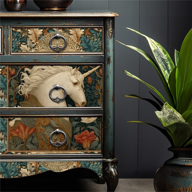 Unicorn William Morris Style Botanical Art Nouveau Tissue Paper (Creator Uploaded)