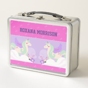 UNICORN WINGED ROSE PASTEL COLORS Metal Lunchbox