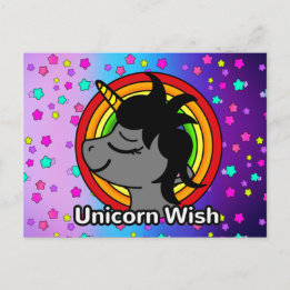 Unicorn Wish with Elegant Pretty Rainbow Stars Postcard