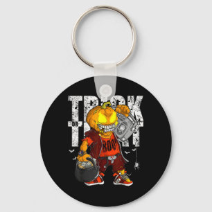 Unicorn Witch Halloween Black Cat Orange Moon Key Ring