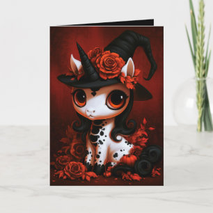Unicorn Witch Halloween Costume Illustration Card