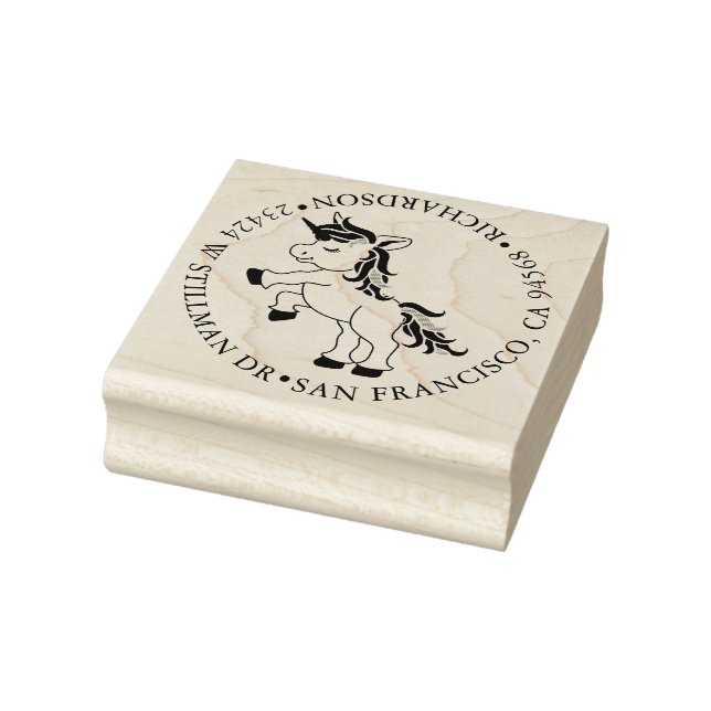 Unicorn with Address Rubber Stamp (Stamp)