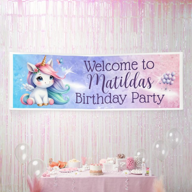 Unicorn with Balloons Indoor/Outdoor Banner (Party)