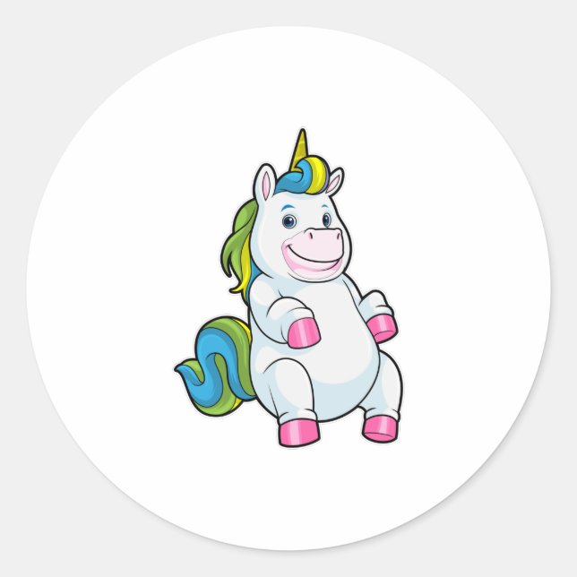 Unicorn with big Belly Classic Round Sticker (Front)