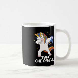 Unicorn with blue ribbon Type 1 Diabetes T1D Type Coffee Mug