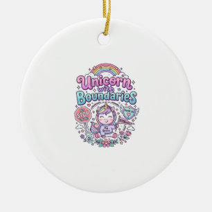 Unicorn with Boundaries Charming Apparel Graphic_1 Ceramic Ornament