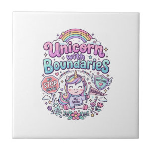 Unicorn with Boundaries Charming Apparel Graphic_1 Ceramic Tile