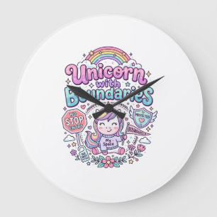 Unicorn with Boundaries Charming Apparel Graphic_1 Large Clock