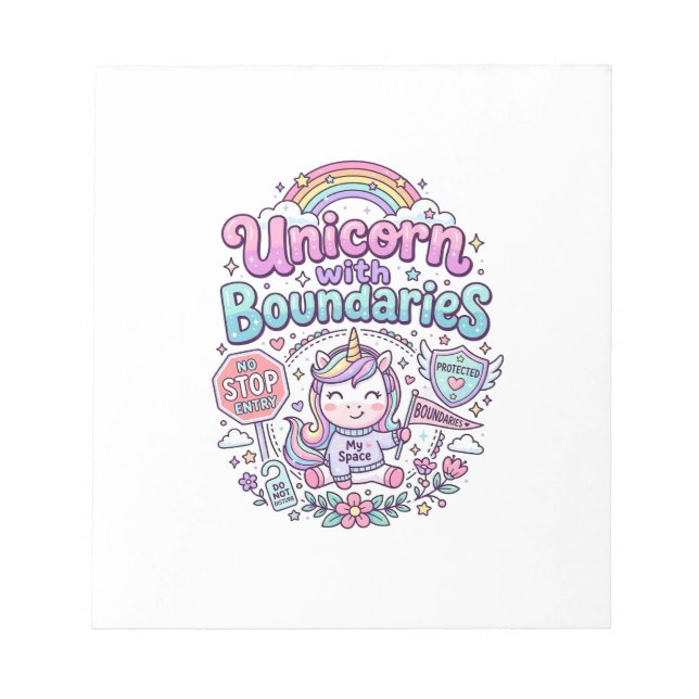 Unicorn with Boundaries Charming Apparel Graphic_1 Notepad (Front)