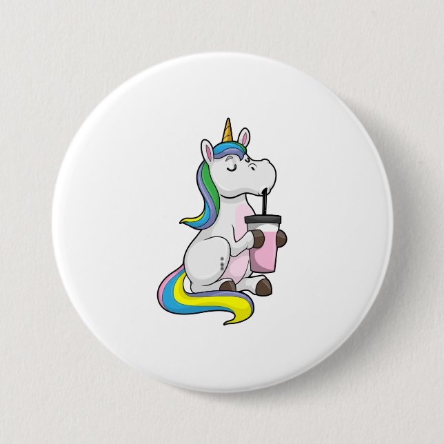 Unicorn with Bubble Tea 7.5 Cm Round Badge (Front)