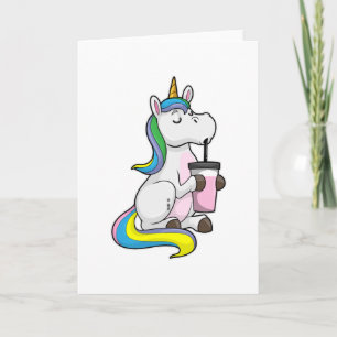Unicorn with Bubble Tea Card
