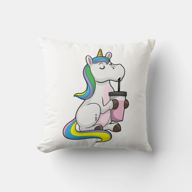 Unicorn with Bubble Tea Cushion (Front)