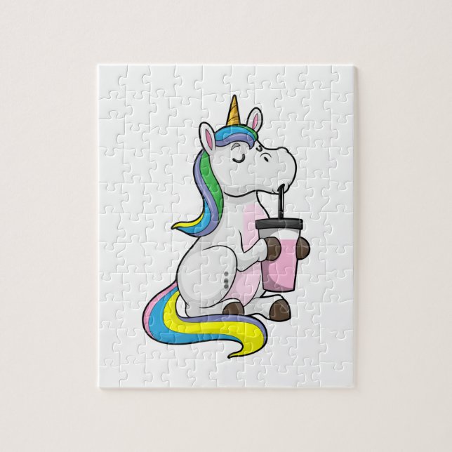 Unicorn with Bubble Tea Jigsaw Puzzle (Vertical)