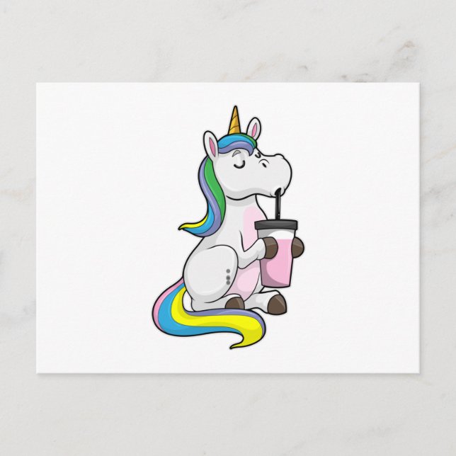 Unicorn with Bubble Tea Postcard (Front)