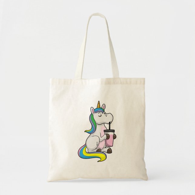 Unicorn with Bubble Tea Tote Bag (Front)