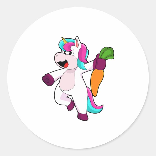 Unicorn with Carrot Classic Round Sticker (Front)