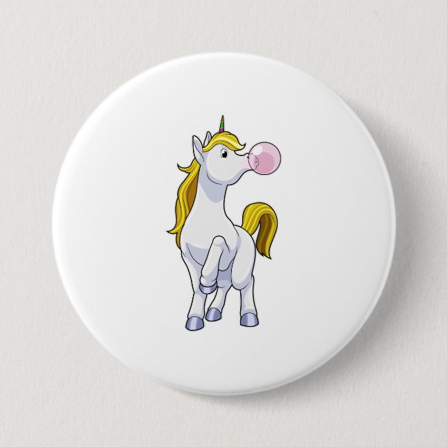 Unicorn with Chewing gum 7.5 Cm Round Badge (Front)