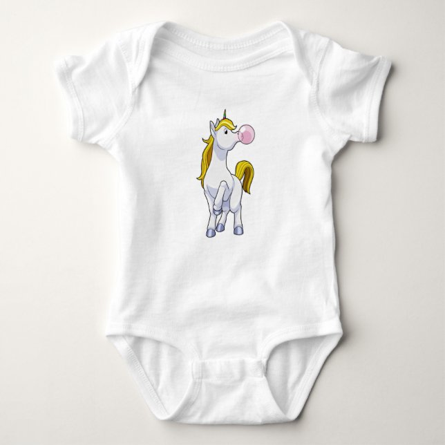 Unicorn with Chewing gum Baby Bodysuit (Front)