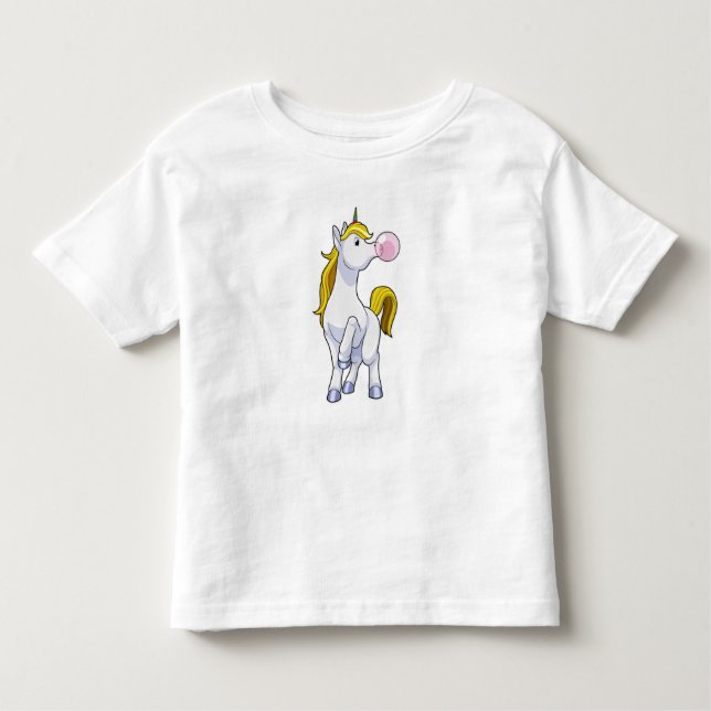 Unicorn with Chewing gum Toddler T-Shirt (Front)