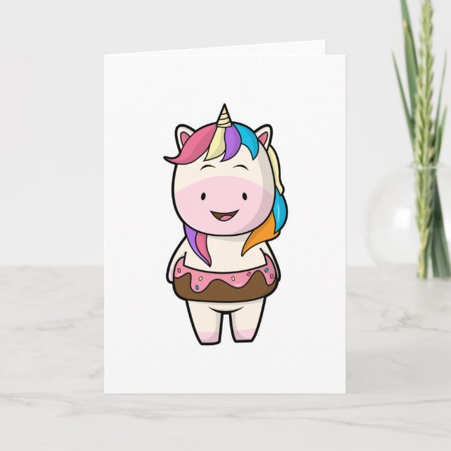Unicorn with Chocolate doughnut Card (Front)