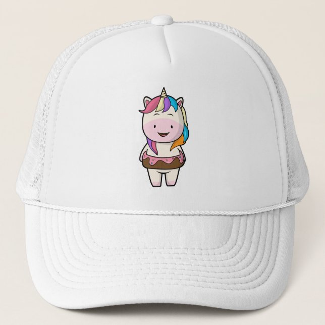 Unicorn with Chocolate doughnut Trucker Hat (Front)