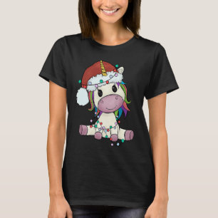 Unicorn with Christmas hat unicorn girl T-Shirt