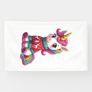 Unicorn with Christmas Sweater Unicorn Girls Chris Banner