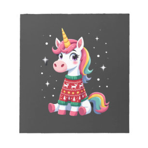 Unicorn with Christmas Sweater Unicorn Girls Chris Notepad