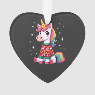 Unicorn with Christmas Sweater Unicorn Girls Chris Ornament