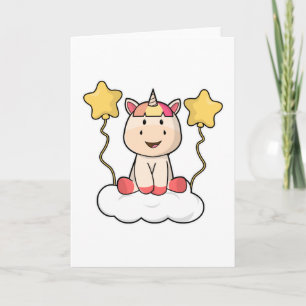 Unicorn with Cloud & Stars Card